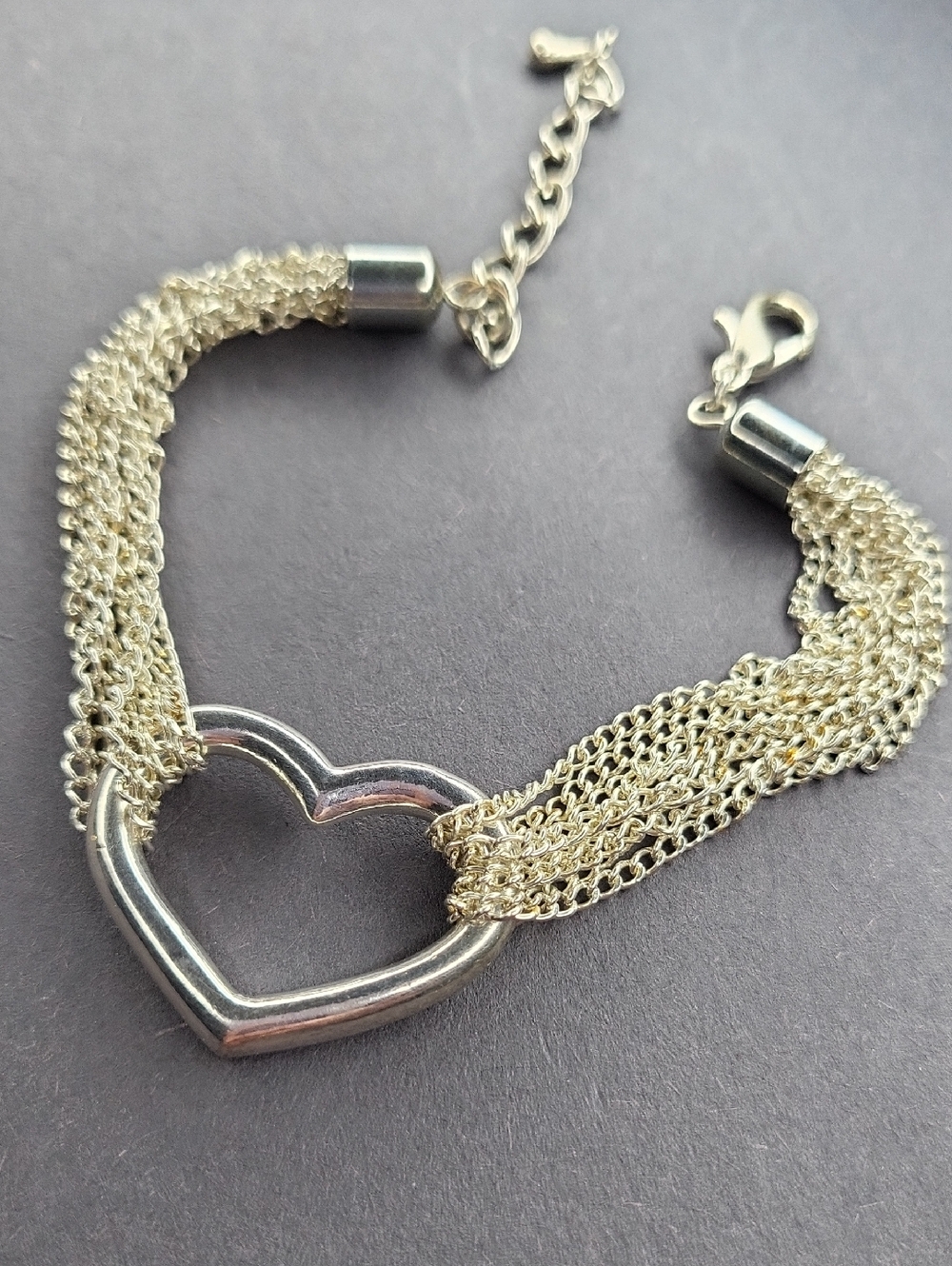 Silver Heart Multi-Chain Bracelet